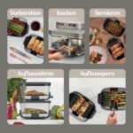 Ninja CRISPi DualZone Glas Air Fryer, Heißluftfritteuse mit 2 Körben, 8 Funktionen, zwei Gerichte gleichzeitig zubereiten, PFAS-freie Glasbehälter, Stein Gold DD103EUSD1 – Bild 7