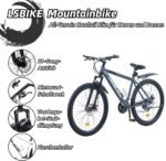 LSBIKE Mountainbike 24/26/27.5/29 Zoll, 21 Gang Schaltung MTB Fahrrad, All-Terrain Mountain Bike mit Doppelscheibenbremse und Gabelfederung, Outdoor Fahrräder mit Wasserflaschenhalter (Grau, 24 Zoll) – Bild 3