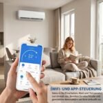 Thaookte Split Klimaanlage 9000 BTU，Split Kältegerät mit Heizen, R32 Kühlen, Entfeuchten und Lüften, Klimaanlage Wandmontage bis 110㎡, Ultraleise, Fernbedienung & APP, 24h-Timer[Energieklasse A++] – Bild 2
