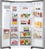 LG GSLC40PYPE Side-by-Side Kühlschrank mit Gefrierfach (638 L, Energieklasse E) mit Eis- und Wasserspender, UVNano, Total No Frost, Silber – Bild 4