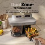 Ninja CRISPi DualZone Glas Air Fryer, Heißluftfritteuse mit 2 Körben, 8 Funktionen, zwei Gerichte gleichzeitig zubereiten, PFAS-freie Glasbehälter, Stein Gold DD103EUSD1 – Bild 5