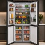 HEINNER HSBS-M515MDINVHGBKE++ Side-by-Side Kühl-Gefrierkombination, 515 L, No Frost, Inverter-Kompressor, Energieklasse E, Touch-Display, Vario Temp, Super Cooling, Super Freezing, Schwarzes Glas – Bild 6