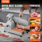 VEVOR Kommerzieller Fleischschneider Allesschneider 340 W, Elektrische Aufschnittmaschine Lebensmittelschneider mit 25,4 cm-Kohlenstoffstahlklinge, 0–15 mm Einstellbare Dicke für Fleisch, Käse, Gemüse – Bild 2