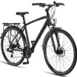 Licorne Bike Premium Touring Trekking Bike in 28 Zoll Aluminium Scheibenbremse Fahrrad für Jungen, Mädchen, Damen und Herren - 21 Gang-Schaltung - Mountainbike - Crossbike (Herren, Schwarz)