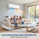 Thaookte Split Klimaanlage 9000 BTU，Split Kältegerät mit Heizen, R32 Kühlen, Entfeuchten und Lüften, Klimaanlage Wandmontage bis 110㎡, Ultraleise, Fernbedienung & APP, 24h-Timer[Energieklasse A++] – Bild 7