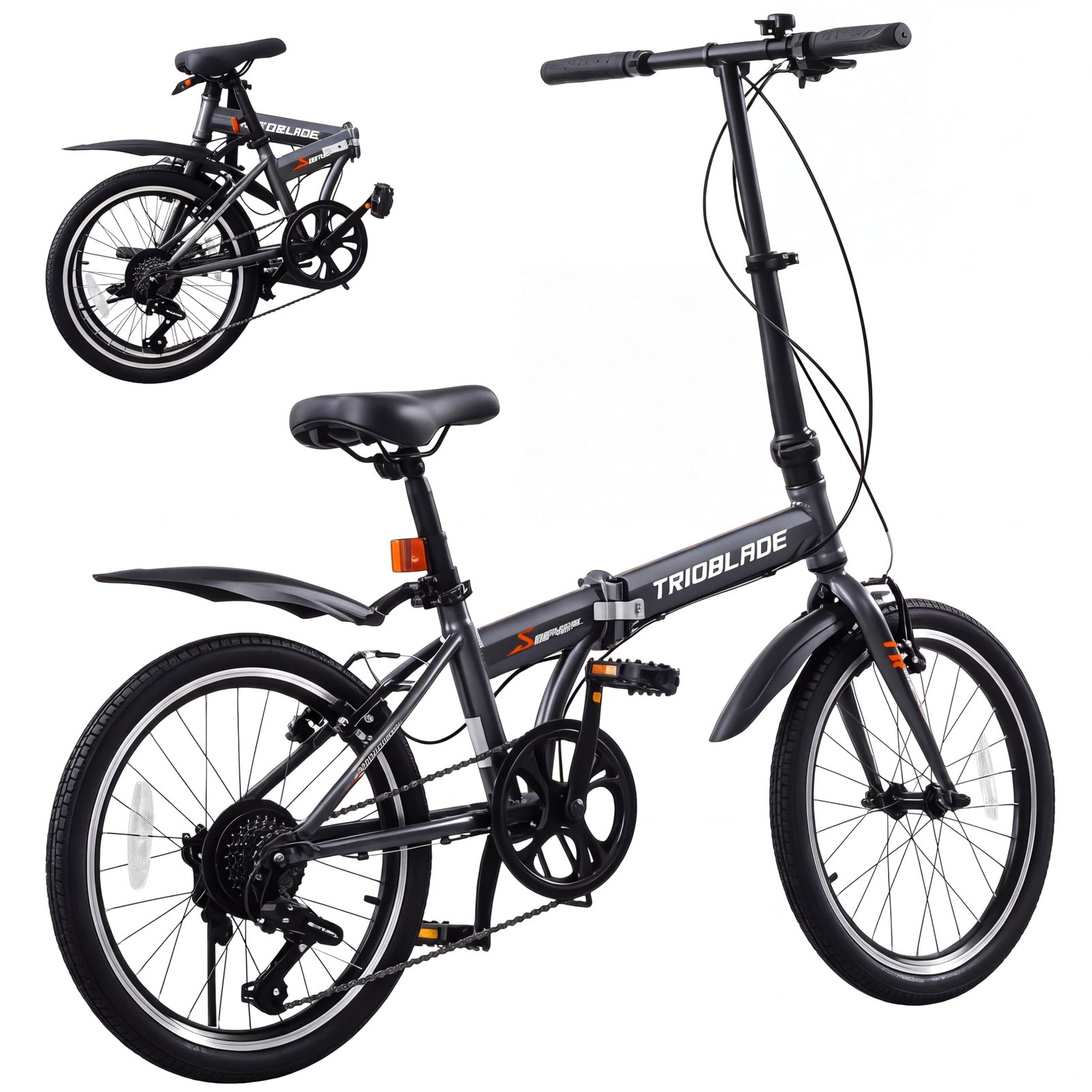 81q7DirCIML LSBIKE 20 Zoll Klappfahrrad, 7-Gang Shimano Schaltung Klappbares Fahrräder, Leichtbau-Rahmen Folding City Bike mit 20" Alufelgen, Faltbares Sport Fahrrad mit V-Bremse, Einfach zu Transportieren (Grau) – Bild 1