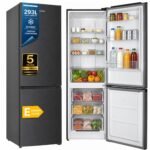 HEINNER HCNF-HM293INVDGE++ Kühl-Gefrierkombination, 293 L, 210 L Kühlteil + 83 L Gefrierteil, Total No Frost, Inverter-Kompressor, LED-Beleuchtung, reversible Türen, Energieklasse E, Grau