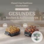 Ninja CRISPi DualZone Glas Air Fryer, Heißluftfritteuse mit 2 Körben, 8 Funktionen, zwei Gerichte gleichzeitig zubereiten, PFAS-freie Glasbehälter, Stein Gold DD103EUSD1 – Bild 6