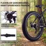 LSBIKE 26 Zoll Erwachsene Mountainbike, Männer und Frauen 7-Gang Schaltung Antriebssystem Mountainbikes, Doppelscheibenbremsen 26*4 Zoll Dicke Reifen Fahrrad, Schwere MTB Fahrräder mit Frontfederung – Bild 4