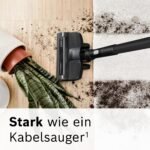 Bosch Akku-Staubsauger Unlimited Gen2 Serie 8 BSS825ALL, beutellos, bis 45 Min Laufzeit, austauschbarer Akku, Schnellladegerät, Hartboden-Softdüse mit LED, XXL-Polsterdüse, Fugendüse, weiß – Bild 3