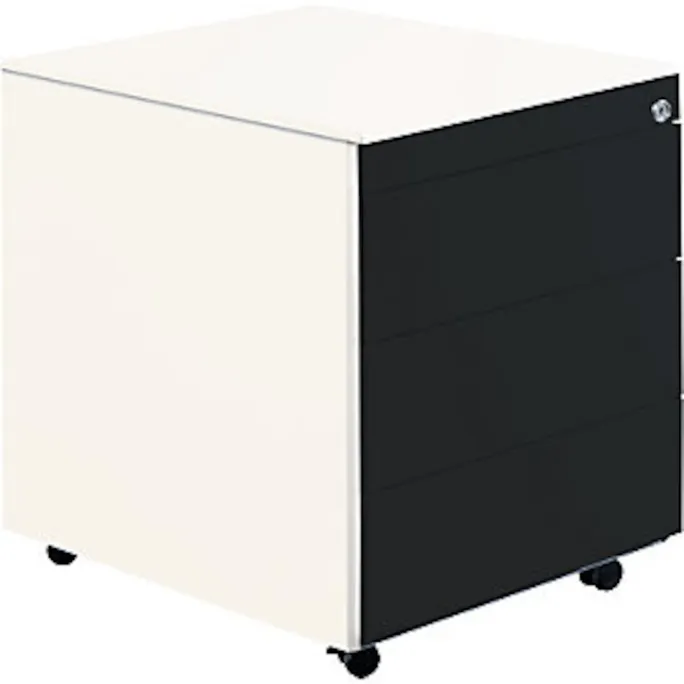 Schubladencontainer mit Rollen, 570x600, Stahlpl., 3 Schubl. weiß/anthr.